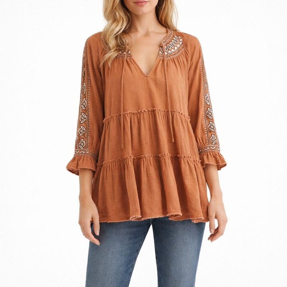 Free People Dream Weaver Tunic  - Terracotta - Size XS